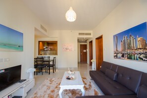 Deluxe Apartment, 2 Bedrooms, City View | Living room - Luxury Burj Khalifa View Downtown (Dubai)