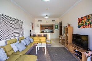 Apartment, 3 Bedrooms | Living area | LED TV - Nice JBR Beach Apartment with Dream Sea View (Dubai)