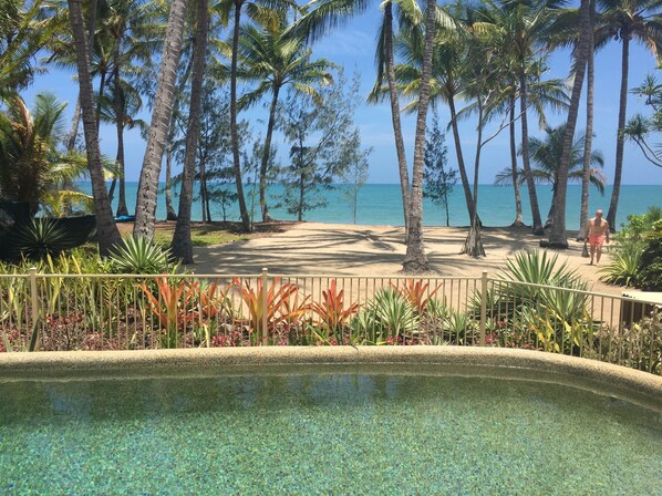 On the beach, beach towels