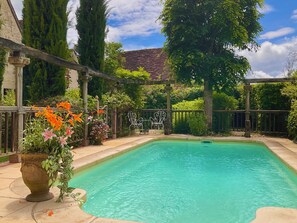 Outdoor pool - 12th Century Templar Watchtower And Manor House With Stunning Views (Les Pechs Du Vers)