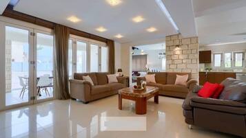 Flat-screen TV, fireplace, DVD player