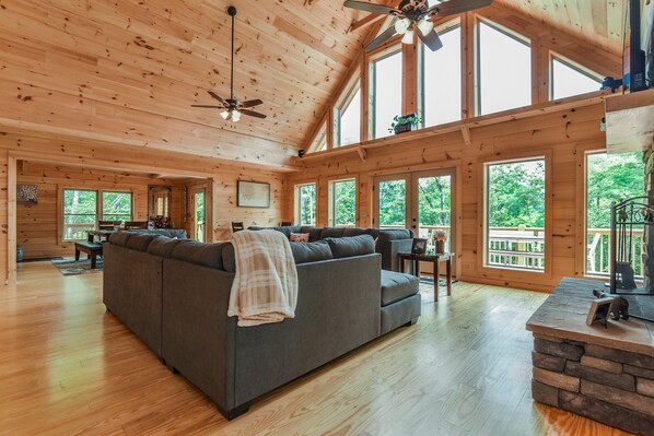 Smart TV, fireplace, video games, foosball