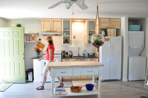 Fridge, microwave, oven, stovetop - Pet Friendly, Light-filled, Organic Studio, Full Kitchen, Hot Tub (Central Point)