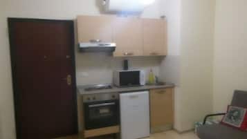 Apartment | Private kitchenette | Microwave, oven, stovetop, cookware/dishes/utensils