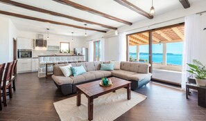 Deluxe Condo, 4 Bedrooms, Terrace, Sea View | Living area | 25-inch flat-screen TV with satellite channels, TV - Apartments Made 4U (Zupa dubrovacka)