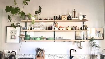 Luxury apartment in historic Bo-Kaap | Private kitchen | Full-sized fridge, oven, stovetop, electric kettle