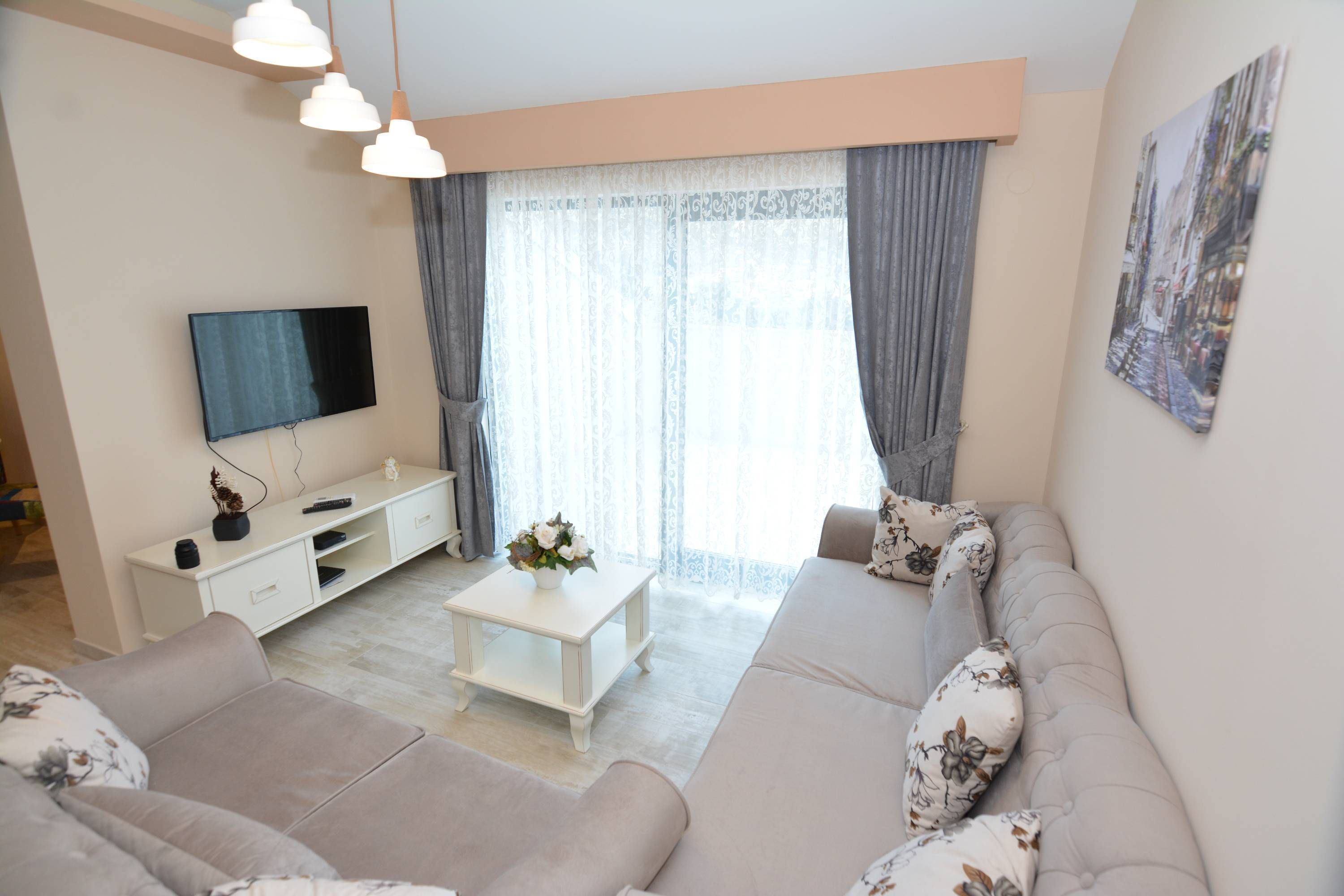 apartment, 2 bedrooms, terrace, sea view | living room | flat-screen tv