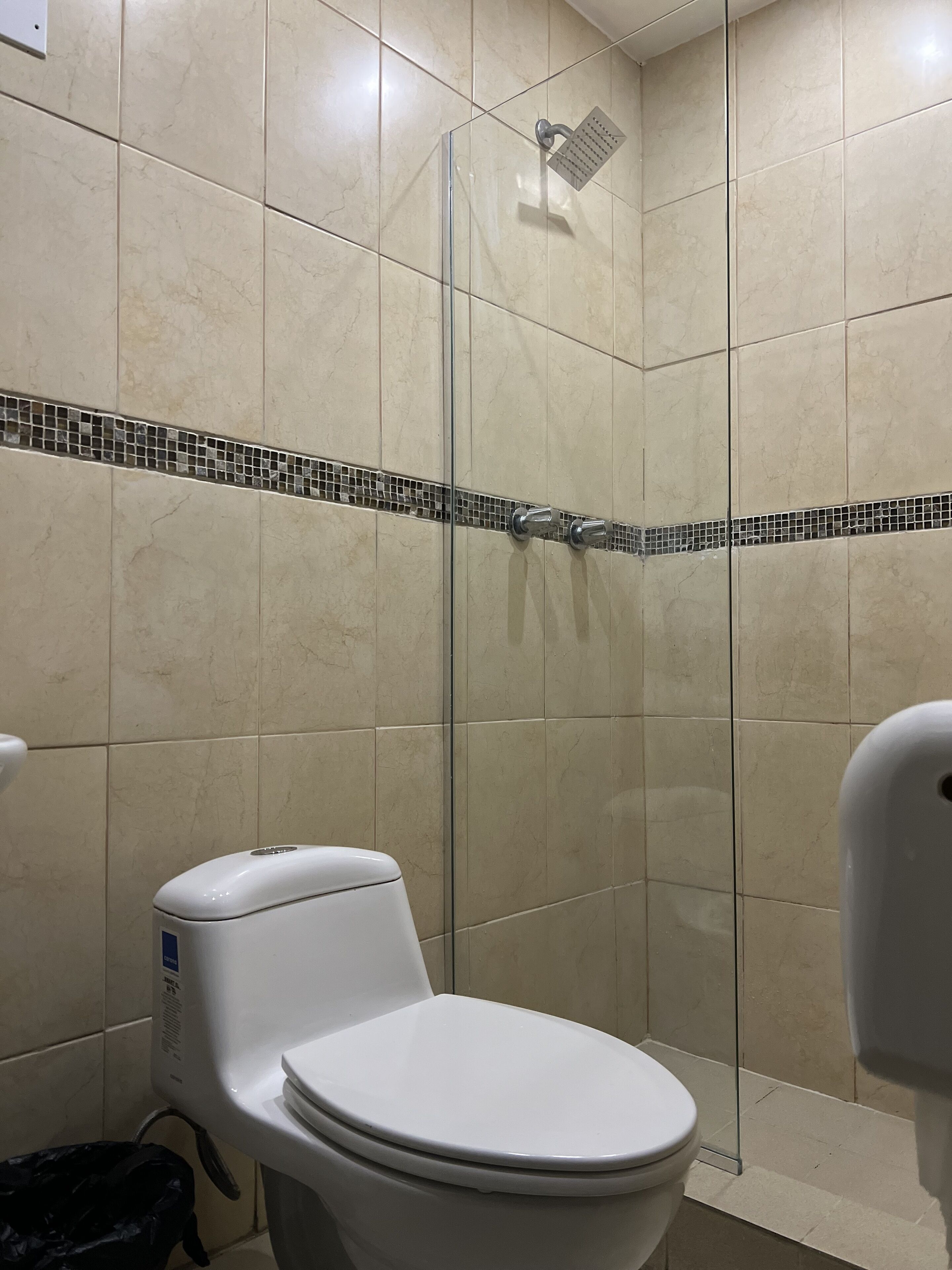 shower, eco-friendly toiletries, towels, soap