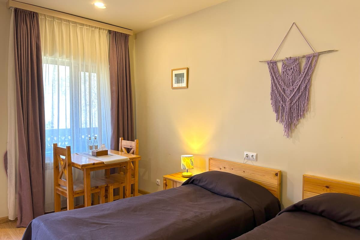 Habitación clásica con 2 camas individuales, 2 camas individuales, balcón, vista al lago | 1 habitación, camas Select Comfort y caja de seguridad en la habitación