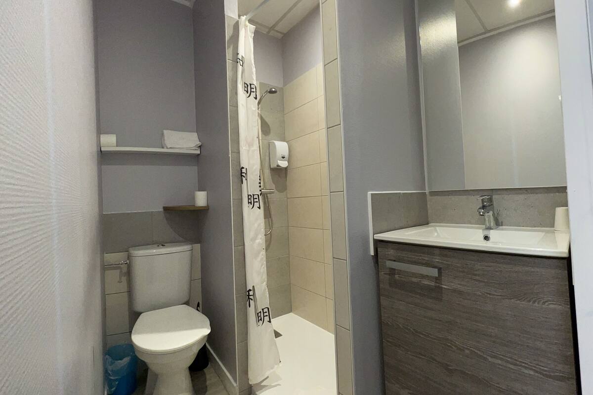 standard double room | bathroom | shower, towels
