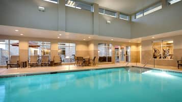 Indoor pool, open 6:00 AM to 10:30 PM, pool loungers