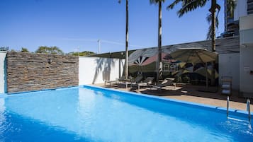 Outdoor pool, sun loungers