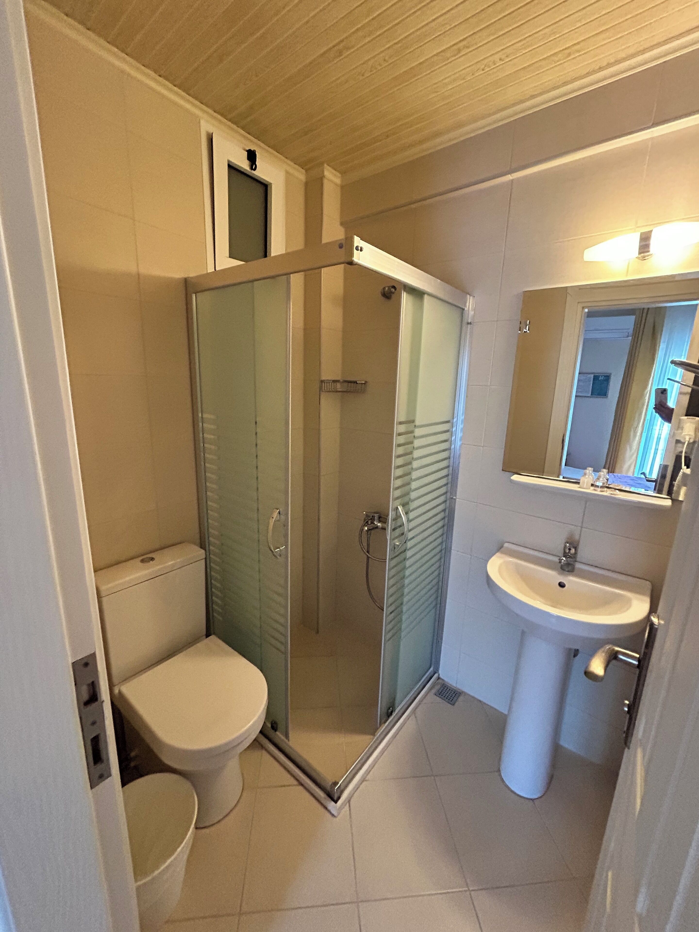 shower, free toiletries, hair dryer, slippers