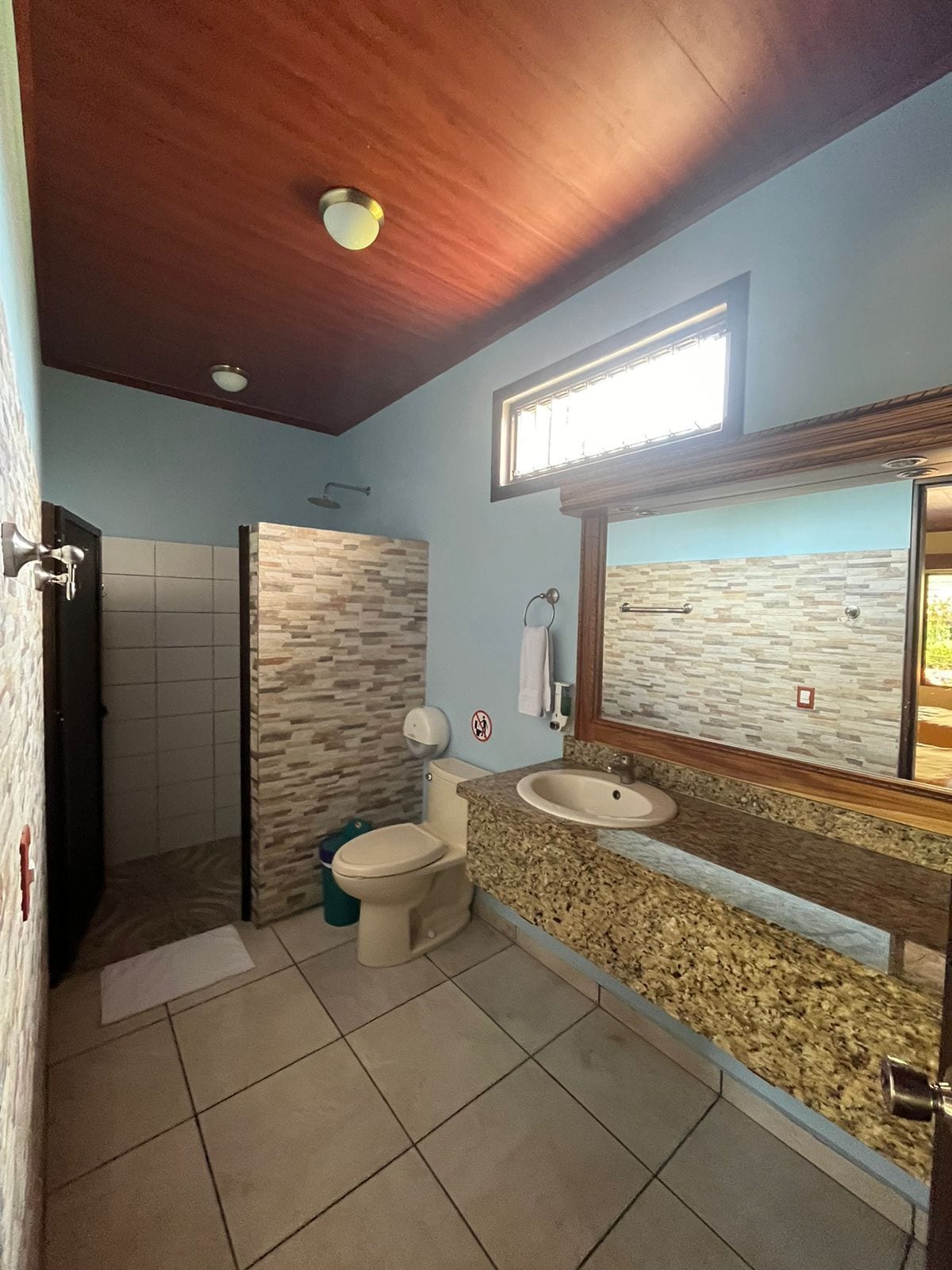 shower, rainfall showerhead, free toiletries, hair dryer