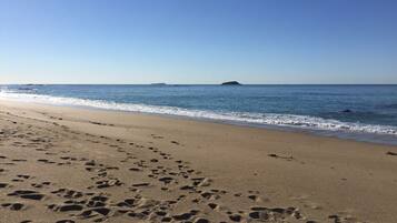 Plage, chaises longues
