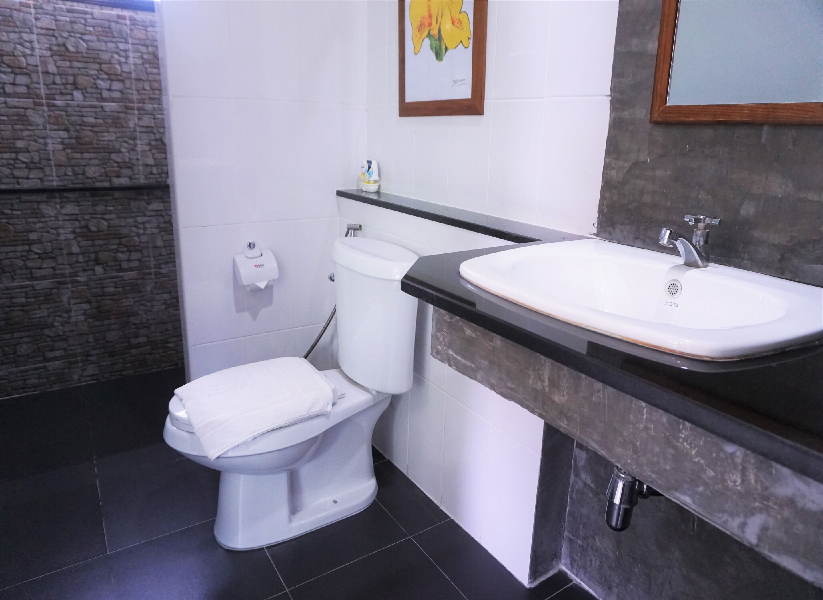 deluxe double room | bathroom | shower, rainfall showerhead, free toiletries, hair dryer