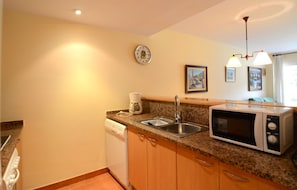 Fridge, microwave, oven, dishwasher