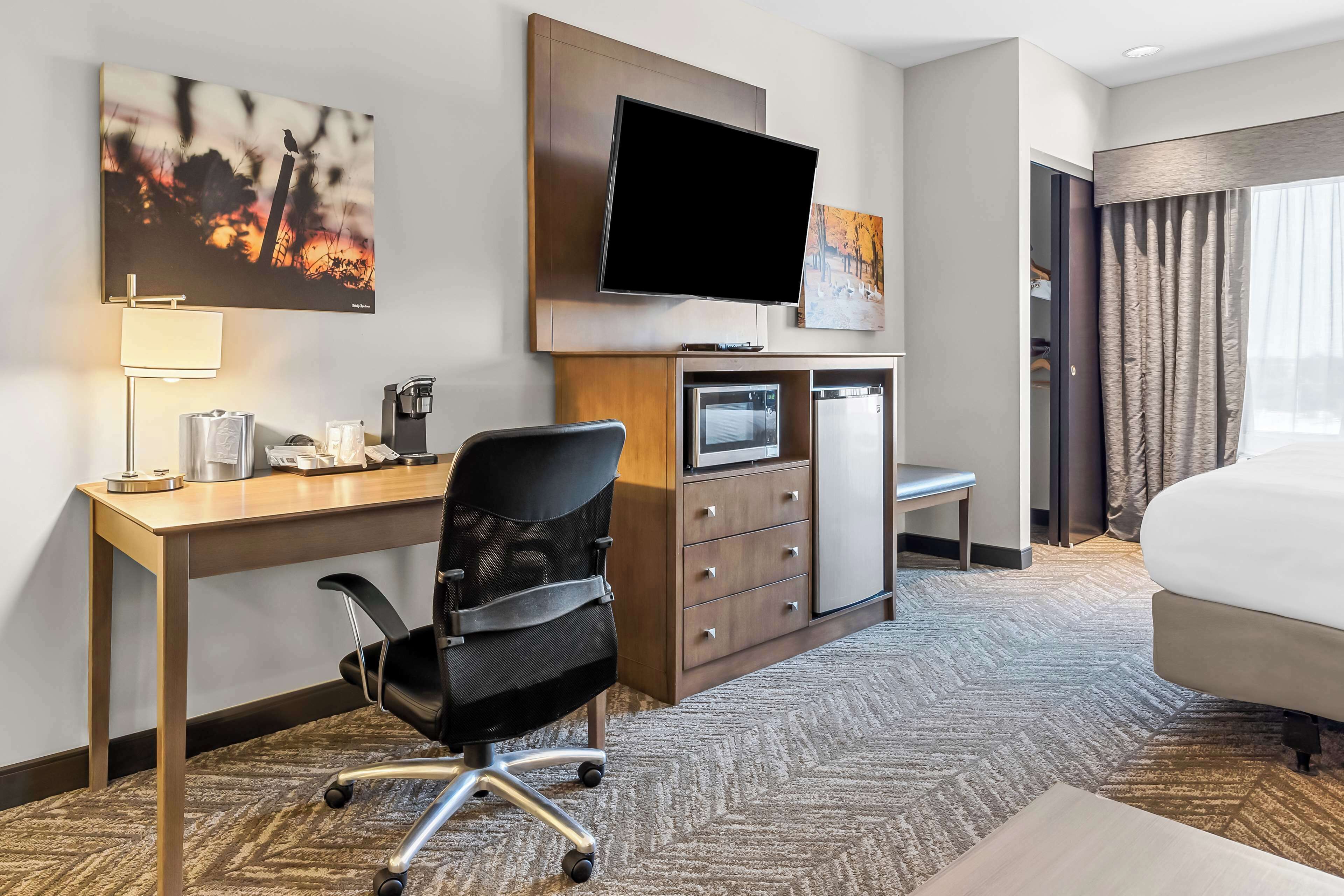 1 bedroom, desk, laptop workspace, iron/ironing board