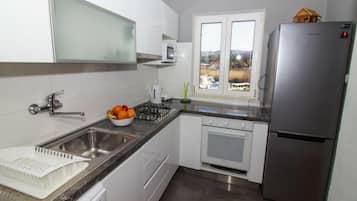 Apartamento, 1 habitación, vistas al jardín | Cocina privada | Frigorífico y hervidor eléctrico