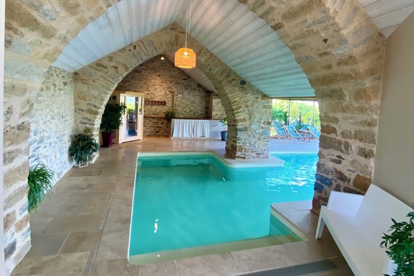 Indoor pool, open 11:00 AM to 7:00 PM, sun loungers