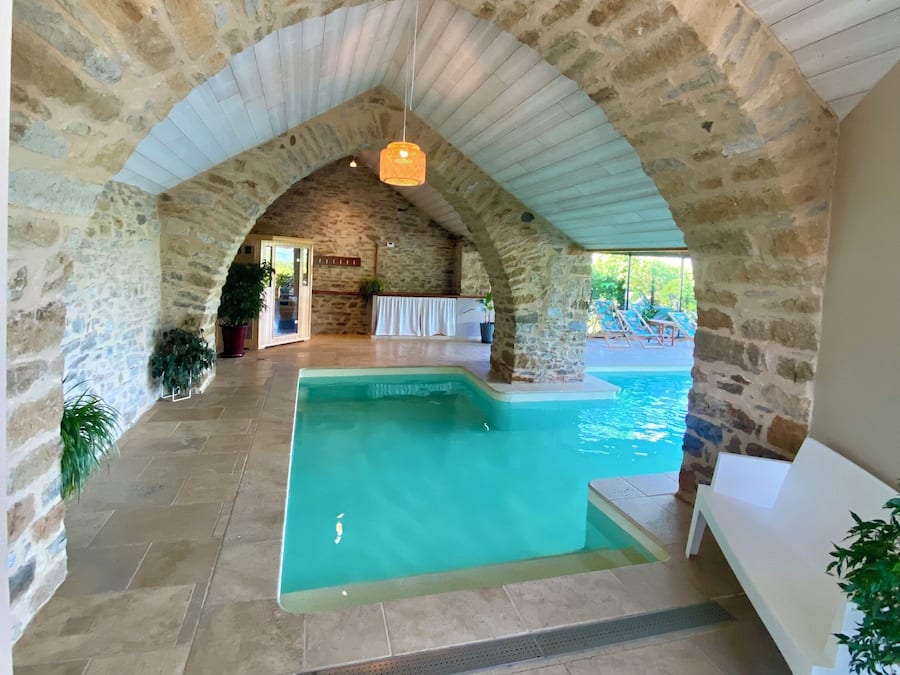 Indoor pool, open 11:00 AM to 7:00 PM, sun loungers