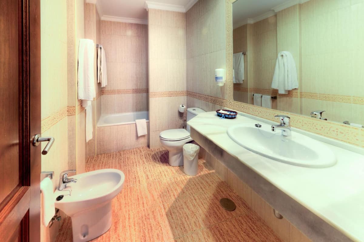 free toiletries, hair dryer, towels