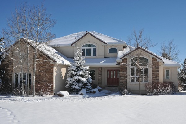 Front of house - blue sky is standard.