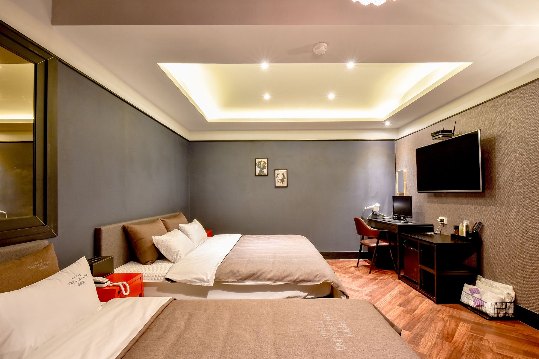 vip twin | desk, blackout curtains, soundproofing, iron/ironing board