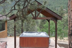 Outdoor spa tub - Grandview 3BR Mountain Cabin w/ Hot Tub & EV (Green Mountain Falls)