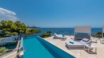 Seasonal outdoor pool, pool umbrellas, sun loungers