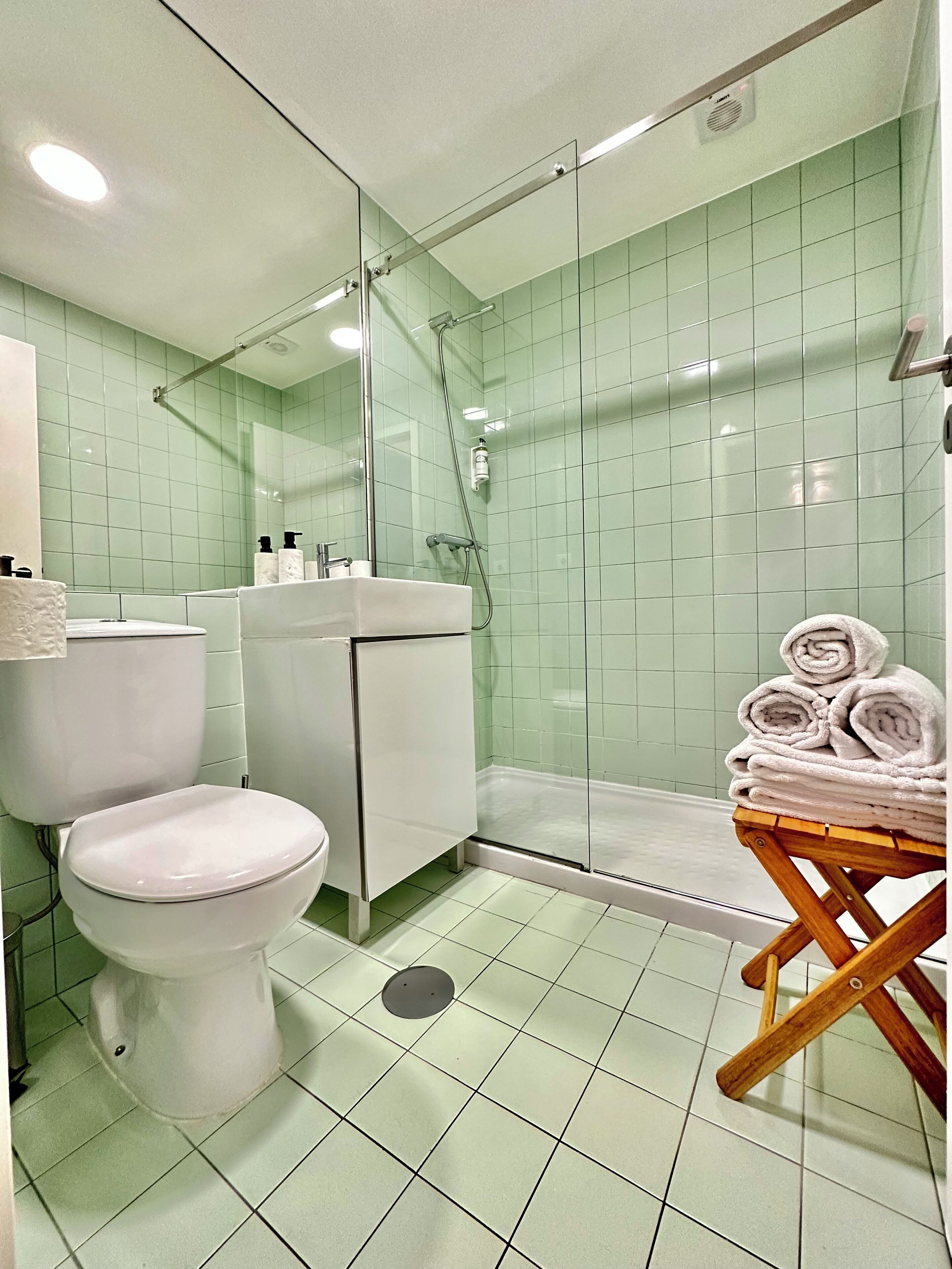 Apartment, 1 Bedroom (3) | Bathroom | Shower, free toiletries, hair dryer, towels