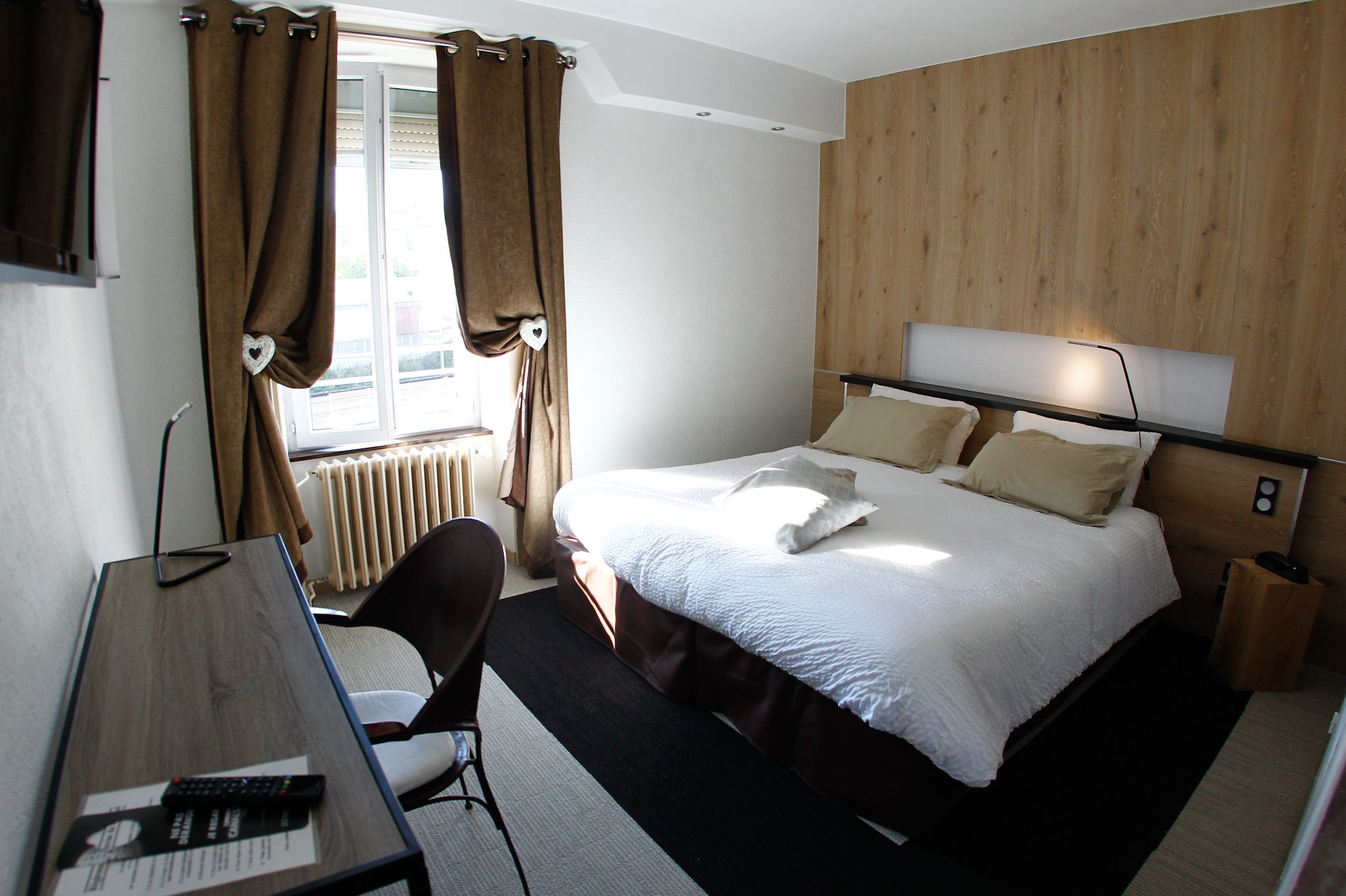 individually decorated, individually furnished, desk, blackout curtains