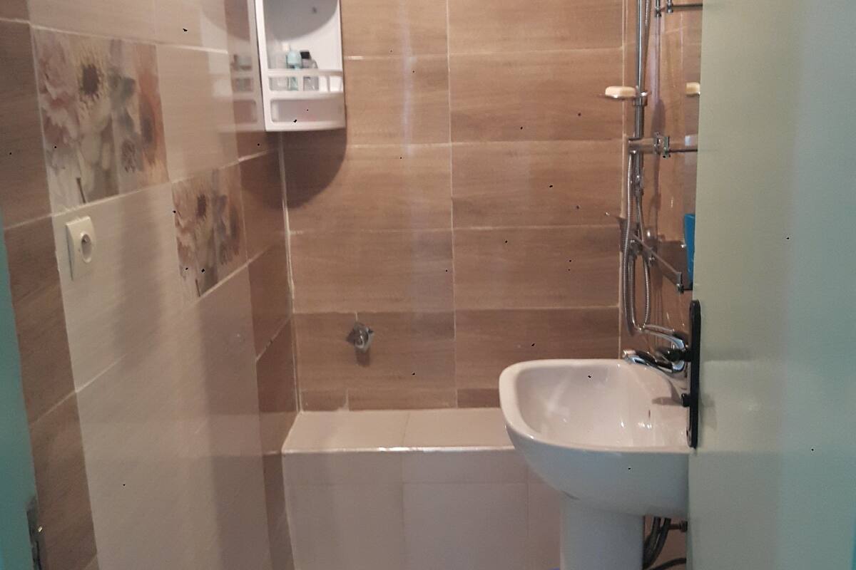 apartment | bathroom | shower, free toiletries, hair dryer, towels