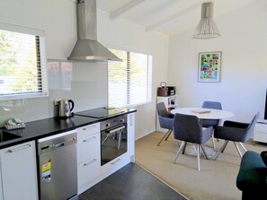 Exclusive Cottage, 2 Bedrooms, Garden View | Private kitchen | Full-size fridge, microwave, oven, stovetop
