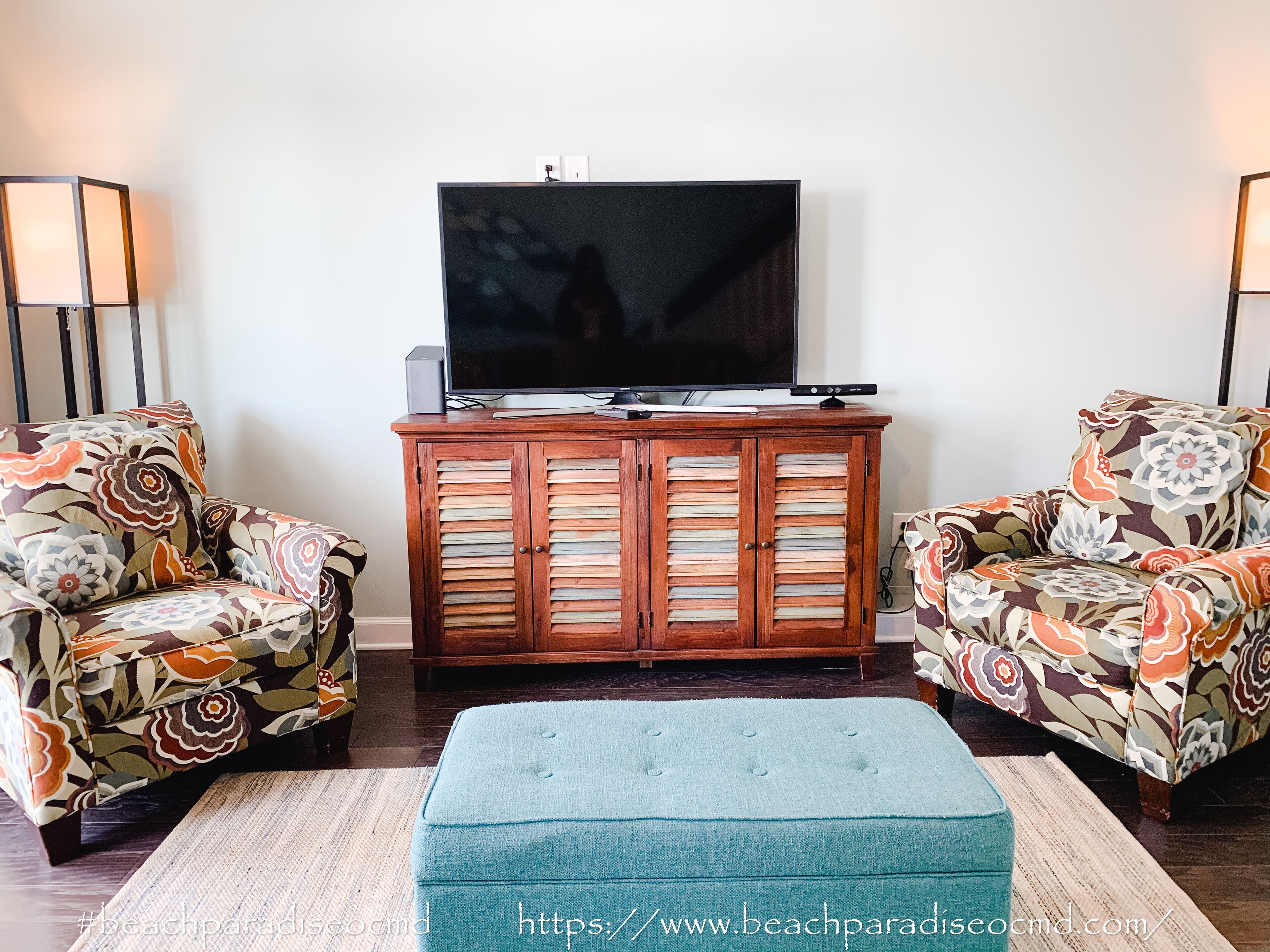 Flat-screen TV, video games, Netflix, DVD player