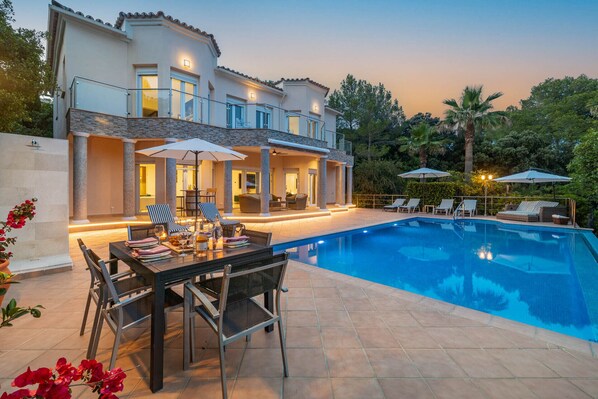 An infinity pool, a heated pool