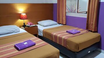 Desk, free WiFi, bed sheets