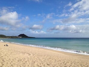 On the beach, scuba diving