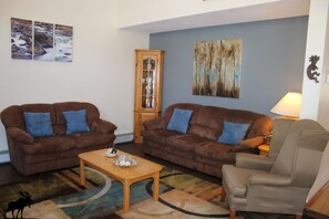 Smart TV, fireplace, video games, DVD player