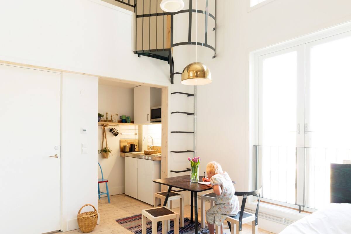 studio (split level, ladder to 2 of 4 beds) | in-room dining