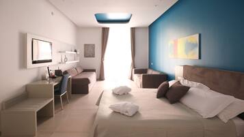 Suíte urbana, para não fumantes, vista para a cidade | Roupas de cama premium, edredons de pluma, cofres nos quartos