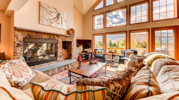 Premium Townhome, 4 Bedrooms, Hot Tub, Mountain View | Living area | LCD TV, fireplace - Bretton Woods Condos by Bretton Woods Vacations (Bretton Woods)