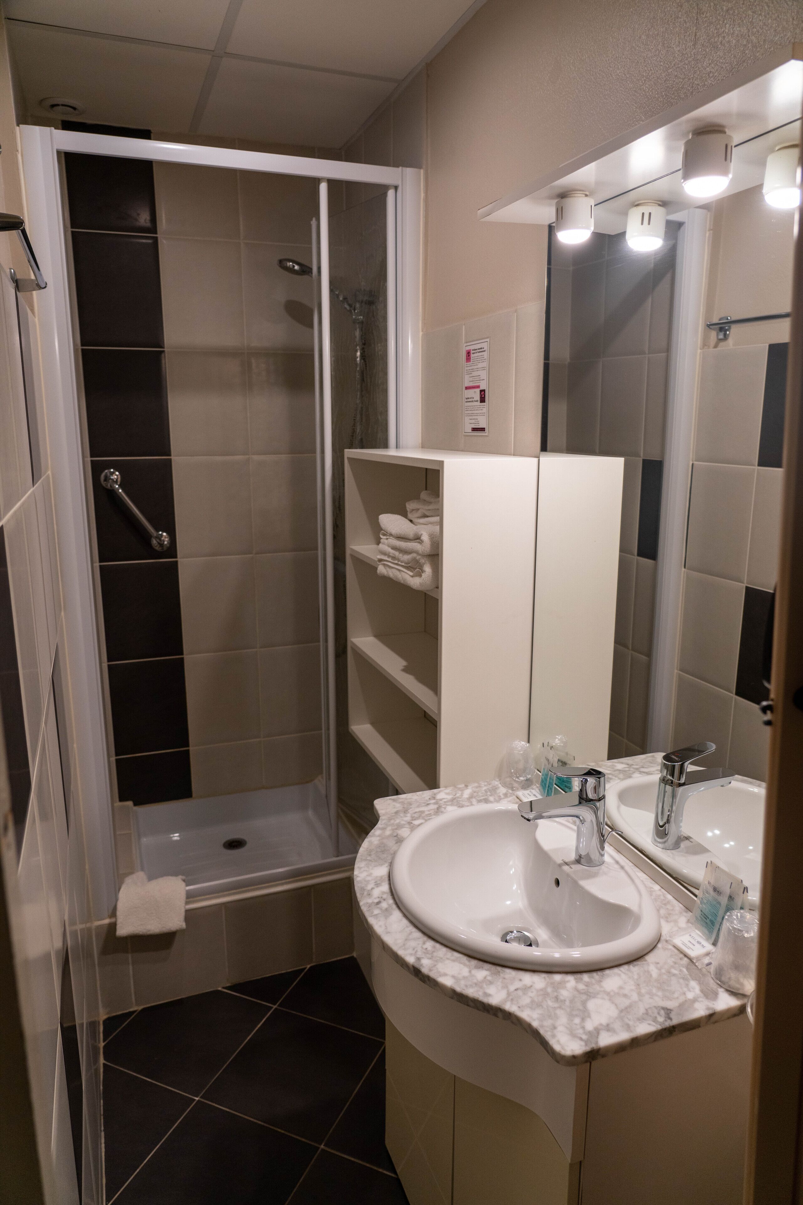 double or twin room | bathroom | shower, hair dryer, towels