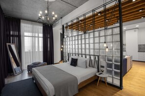 Exclusive Loft, 1 Bedroom, Terrace, City View | Hypo-allergenic bedding, in-room safe, individually decorated