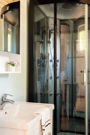 Regadera y papel de baño 