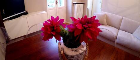 Family Apartment, Kitchen | Living area | Flat-screen TV