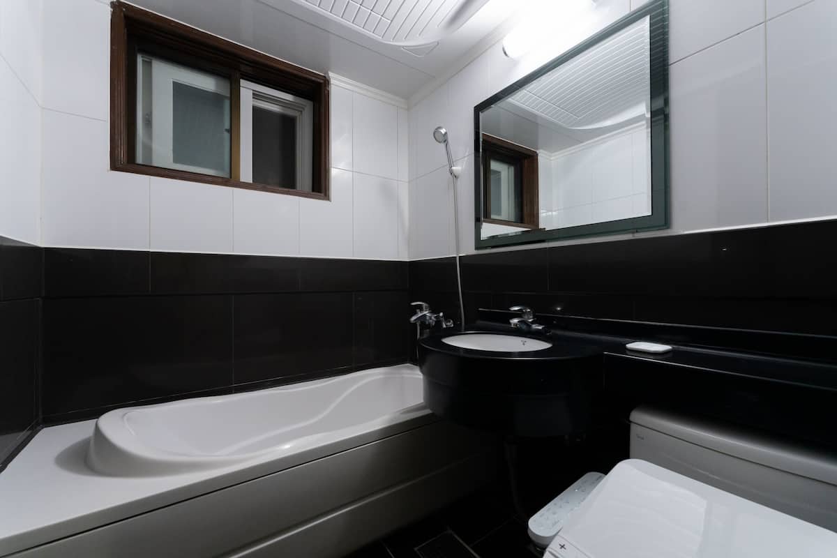 room, annex building (double bed) | bathroom | hair dryer, slippers, towels