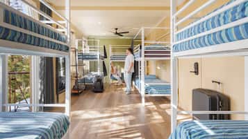Bed in 10-Bed Mixed Dorm with Balcony, Shared Bathroom | Iron/ironing board, bed sheets