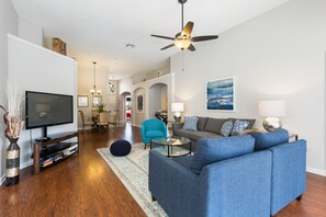 TV, DVD player, table football, books