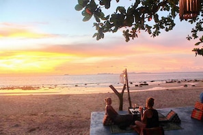 On the beach, snorkeling, beach bar